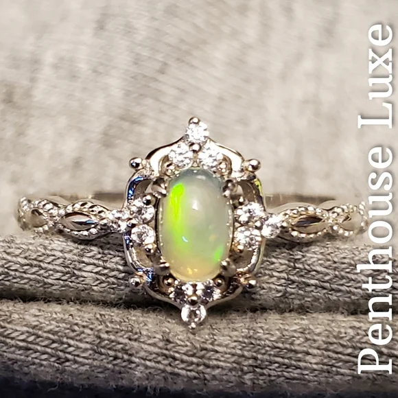 REAL Natural Opal Dome Oval Cut Sterling Silver Ring - Picture 3 of 6